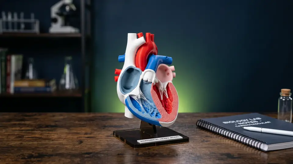 Painted 3D printed anatomical heart model